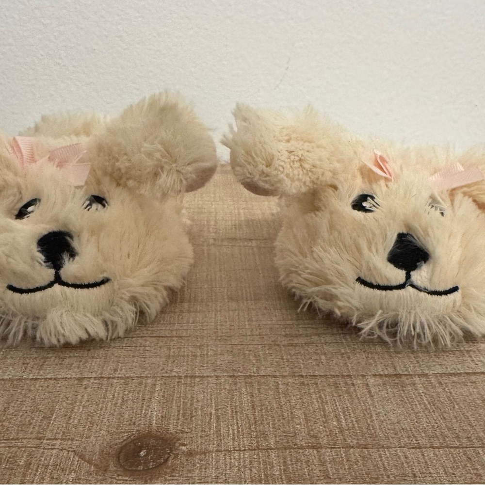 Laura Ashley Cream Furry Kids Slippers